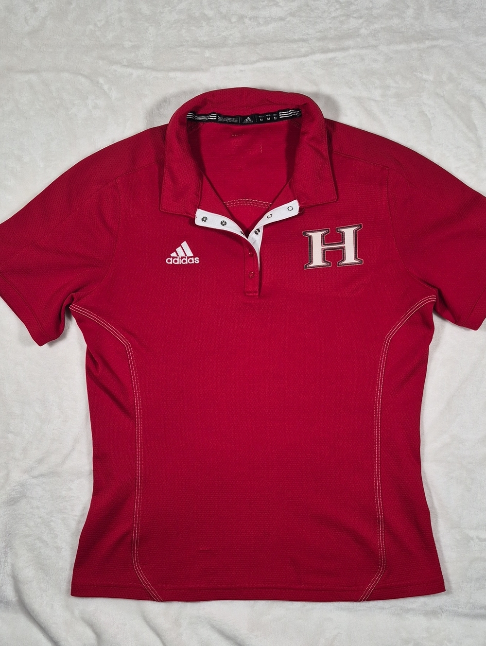 adidas Red Short-Sleeve Polo with 'H' Chest Patch